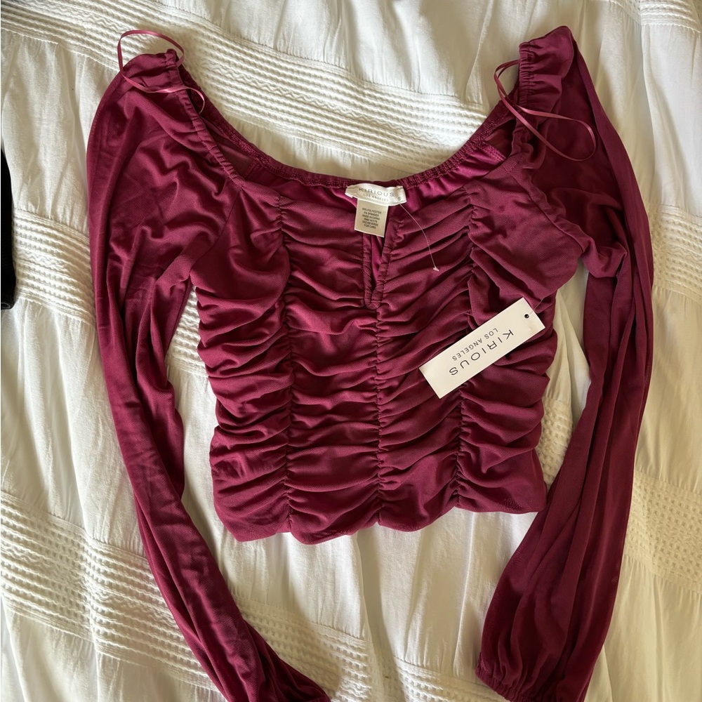 Kirious Pink Ruffle Cropped Shirt 🩷